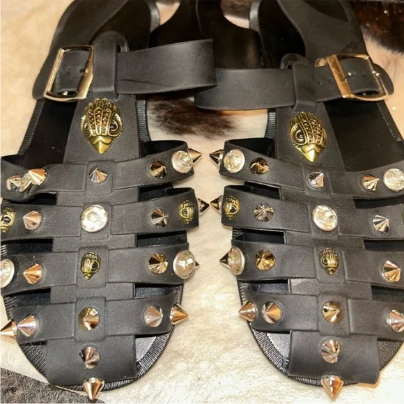 KURT GEIGER LONDON Womens Black Madelyn Round Toe Gladiator - Picture 5 of 7